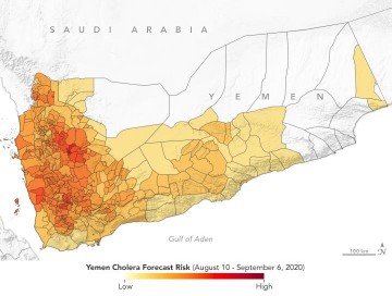 وكالة ناسا تحذر من موجة كوليرا جديدة في اليمن وتنشر خارطة التفشي