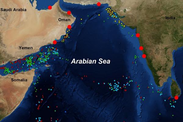 زلزال بقوة 4.4 درجة يضرب غرب بحر العرب إلى الشرق من سواحل سقطرى